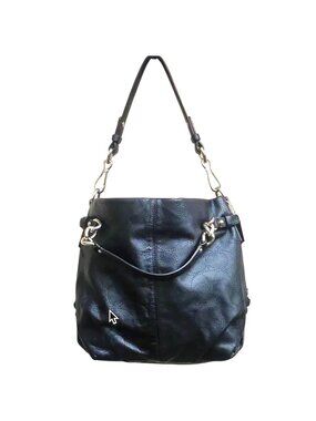 Coach 2011 Brooke Black Perforated Leather Signature Convertible Hobo Bag